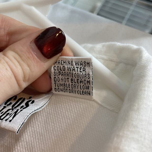 Chico's Womens White Striped Textured Button Up Indian Cotton Shirt Size 2 Large - Picture 6 of 12